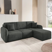 Ranco, Divano Letto con Penisola Contenitore, 245x185 cm Grigio Scuro