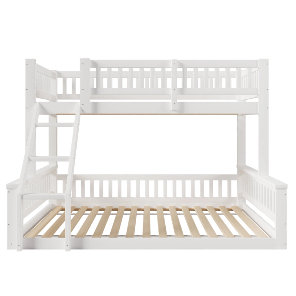 Letto a Castello 90x200 cm e 140x200 cm; Scala; Sponde di Sicurezza - in Legno - Bianco