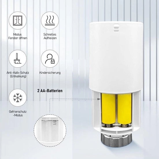 Termostato radiatore Bluetooth - controllo via app - risparmio energetico - kit termostato programmabile - riscaldamento intelligente digitale - M30 x 15 mm