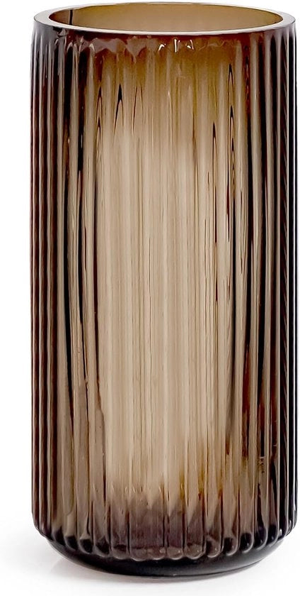 Vaso di Vetro con Struttura a Rilievo – Vaso di Fiori Moderno 25 cm – Vaso Decorativo per Soggiorno, Tavolo e Ufficio