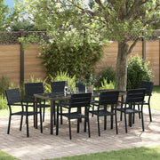 Set da Pranzo da Giardino 9 Pezzi Nero HDPE