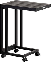 ® Tavolo a C 50x40x66cm Piano in metallo WPC Portata 25 kg con Ruote Tavolino da Salotto Tavolino per Esterno