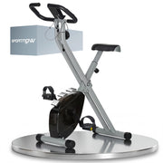 Cyclette Pieghevole Magnetica a 8 Livelli con Display LCD, Rotelle e Sellino Regolabile, Grigio e Nero