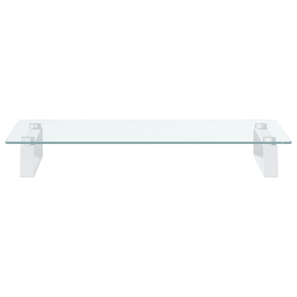 Supporto per Monitor Bianco 60x35x8cm Vetro Temperato e Metallo