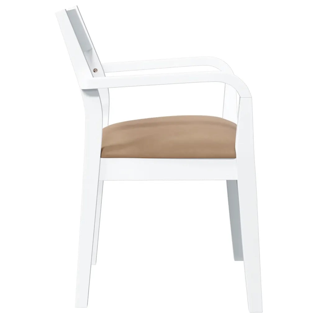 Sedie da Pranzo con Cuscini 2 pz Bianco Legno Massello di Hevea 4102514