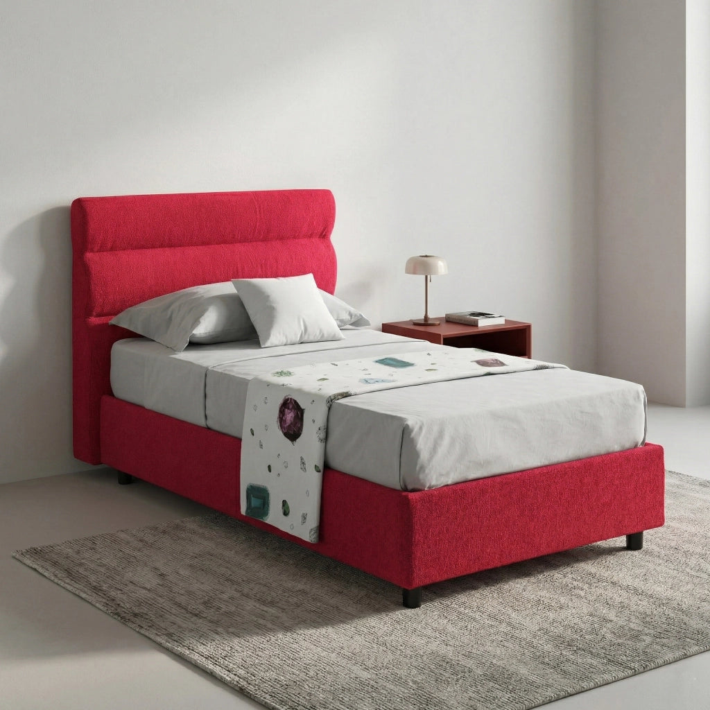 Brez, Letto Singolo Sfoderabile Made in Italy, Rosso