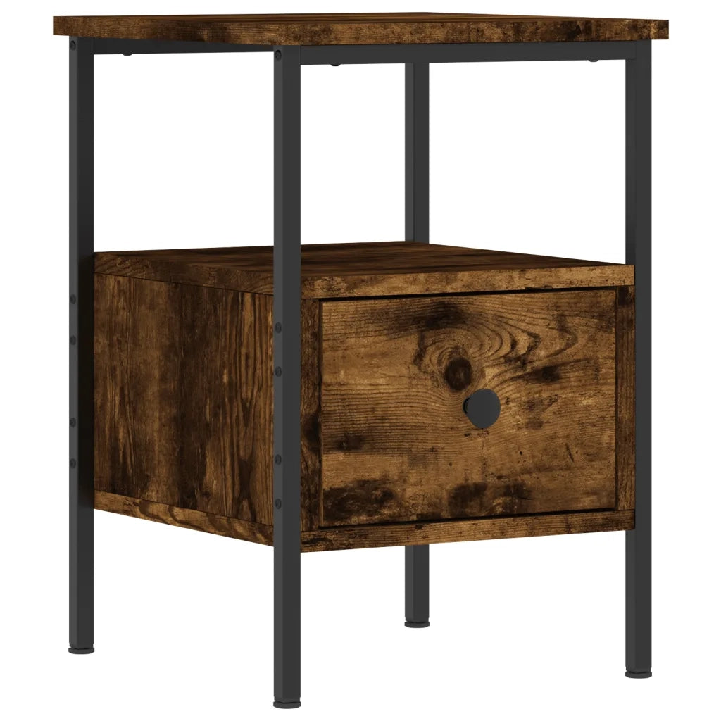 Comodino | Armadio da Notte | Mobiletto da notte Rovere Fumo 34x36x50 cm in Legno Multistrato