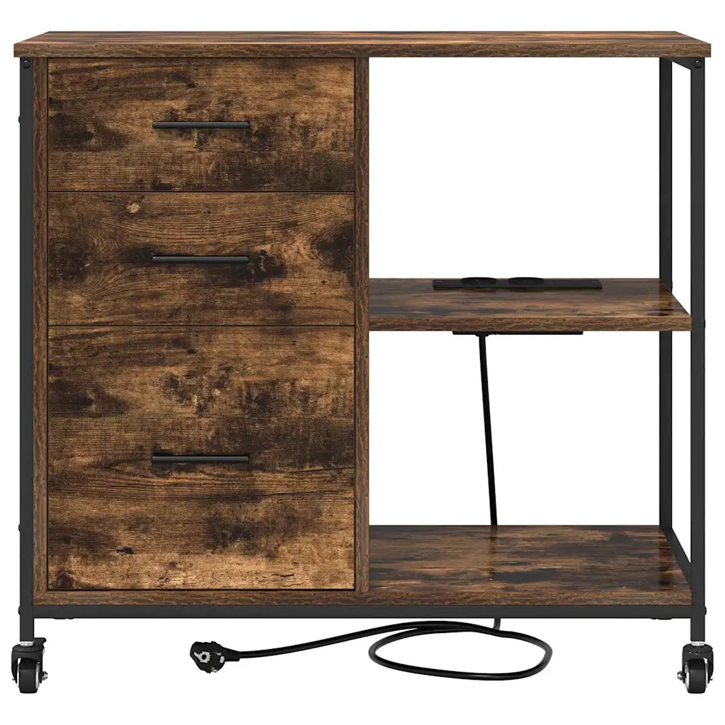 vidaXL Mobile per Ufficio con ruota Rovere fumo 76 x 41 x 72 cm