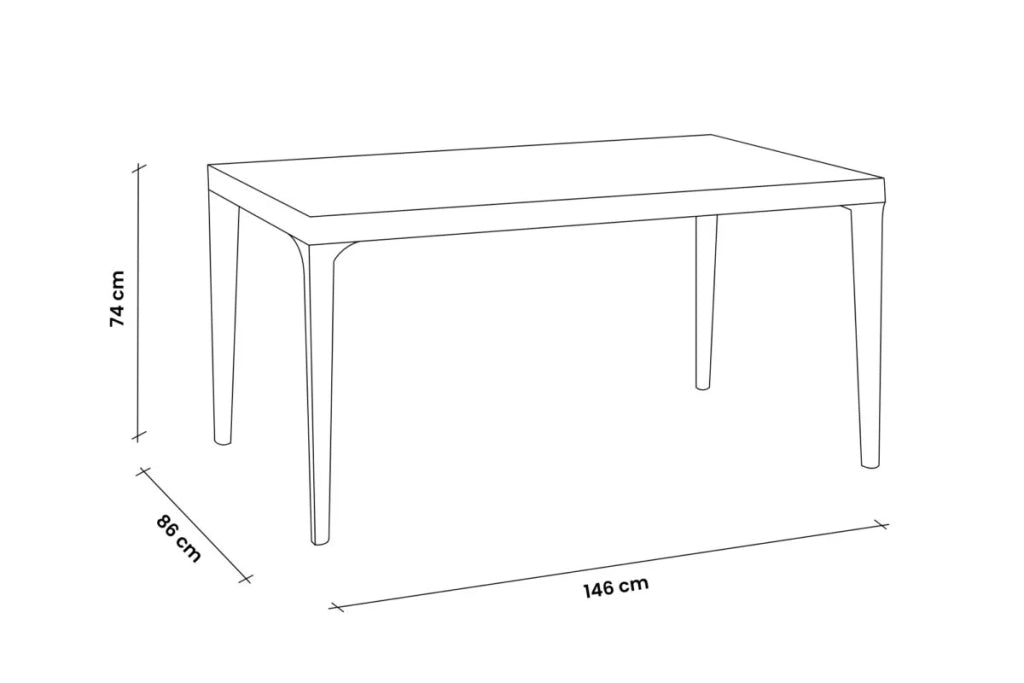 TAVOLO IN POLIPROPILENE SINGOLO 'KING' cm 146x86x h.74 - bianco  - BICA