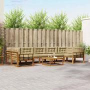 Set di divani da esterno con cuscino 8 pcs Naturale e Beige