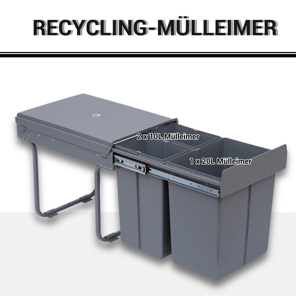 Sistema di raccolta differenziata con 3 contenitori ¨C zephmum ¨C Grigio