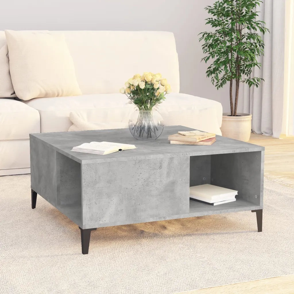 Tavolino Salotto Grigio Cemento 80x80x36,5 cm Legno Multistratocod mxl 79409