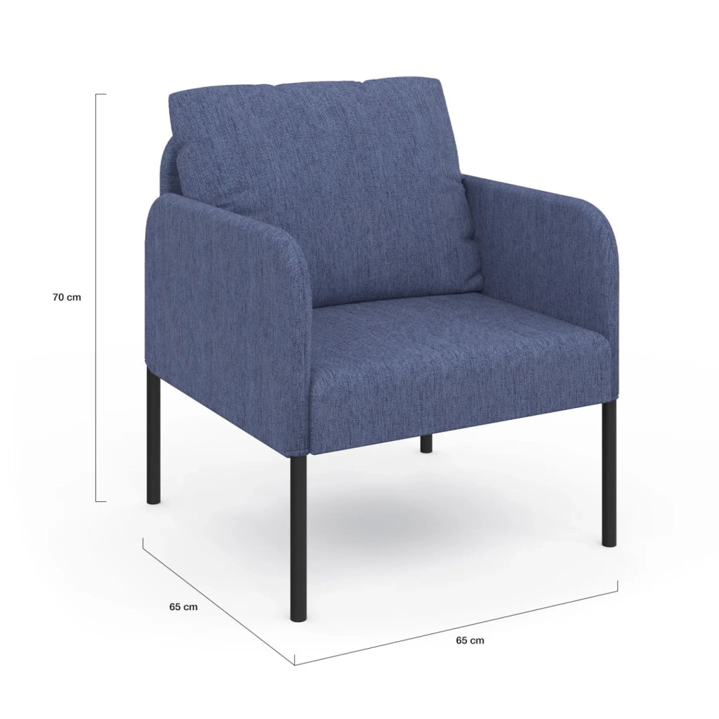 IDMarket - Poltrona AUGUSTE tessuto blu gambe in metallo nero