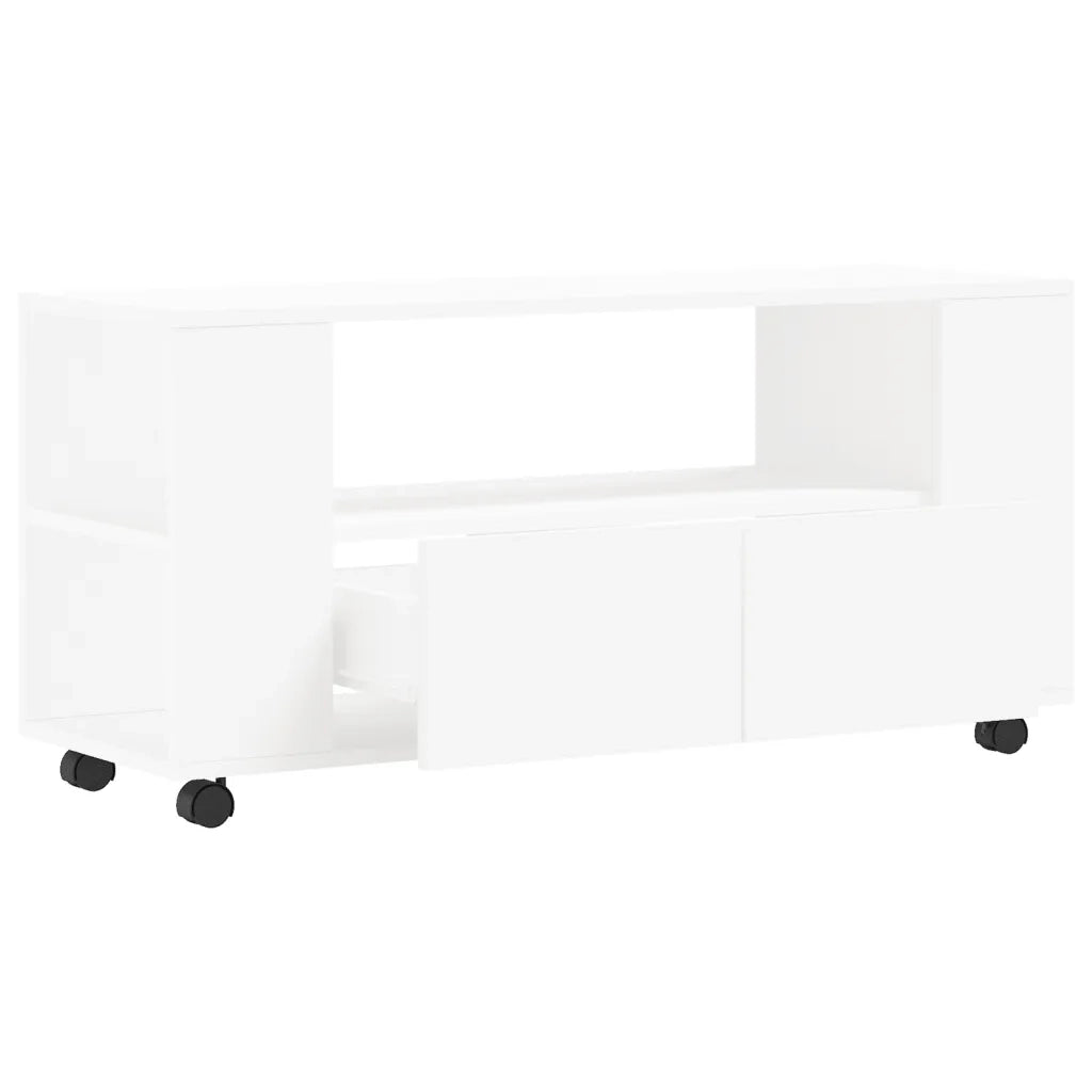 Mobile Porta TV Bianco 102x34,5x43 cm in Legno Multistrato