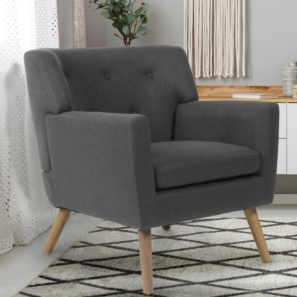 Poltrona scandinava in tessuto grigio antracite LIV