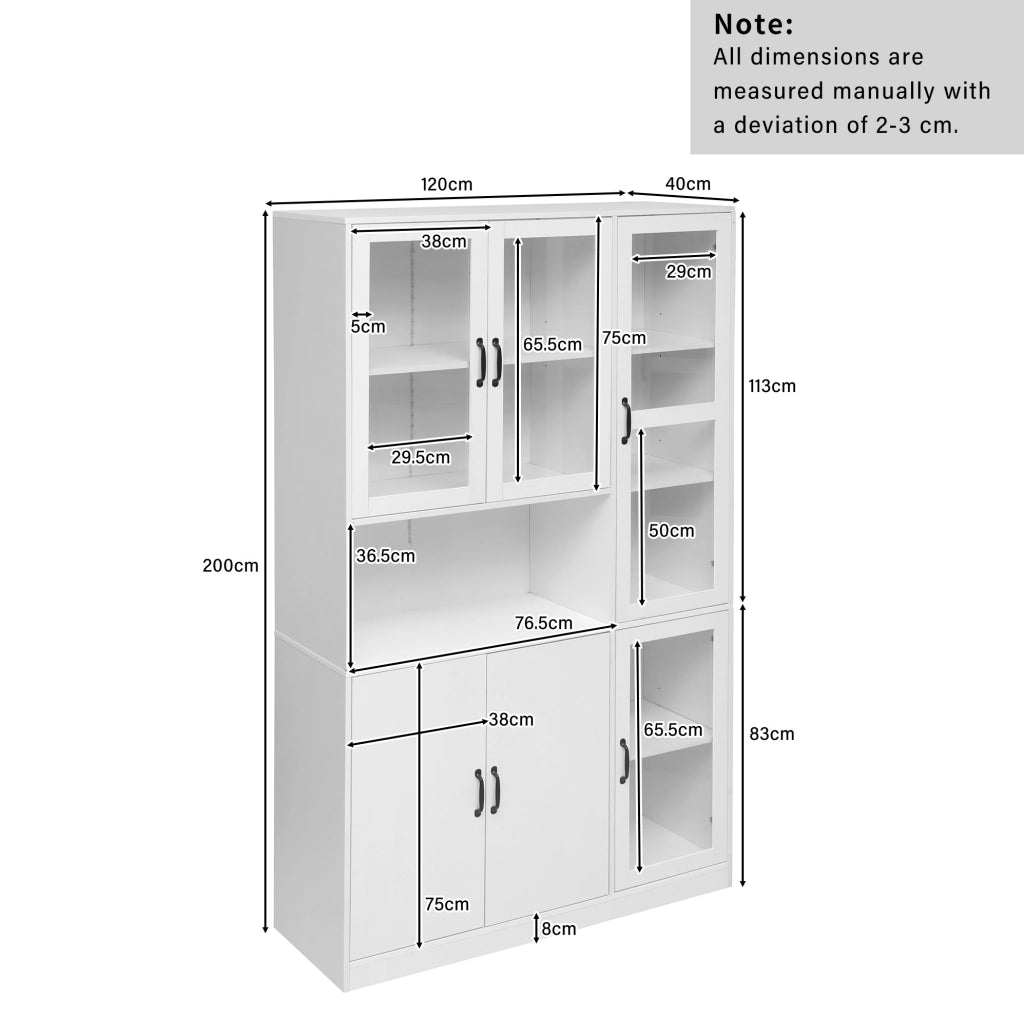 Vetrina libreria bianca LED 120x40x200 cm con 9 vani