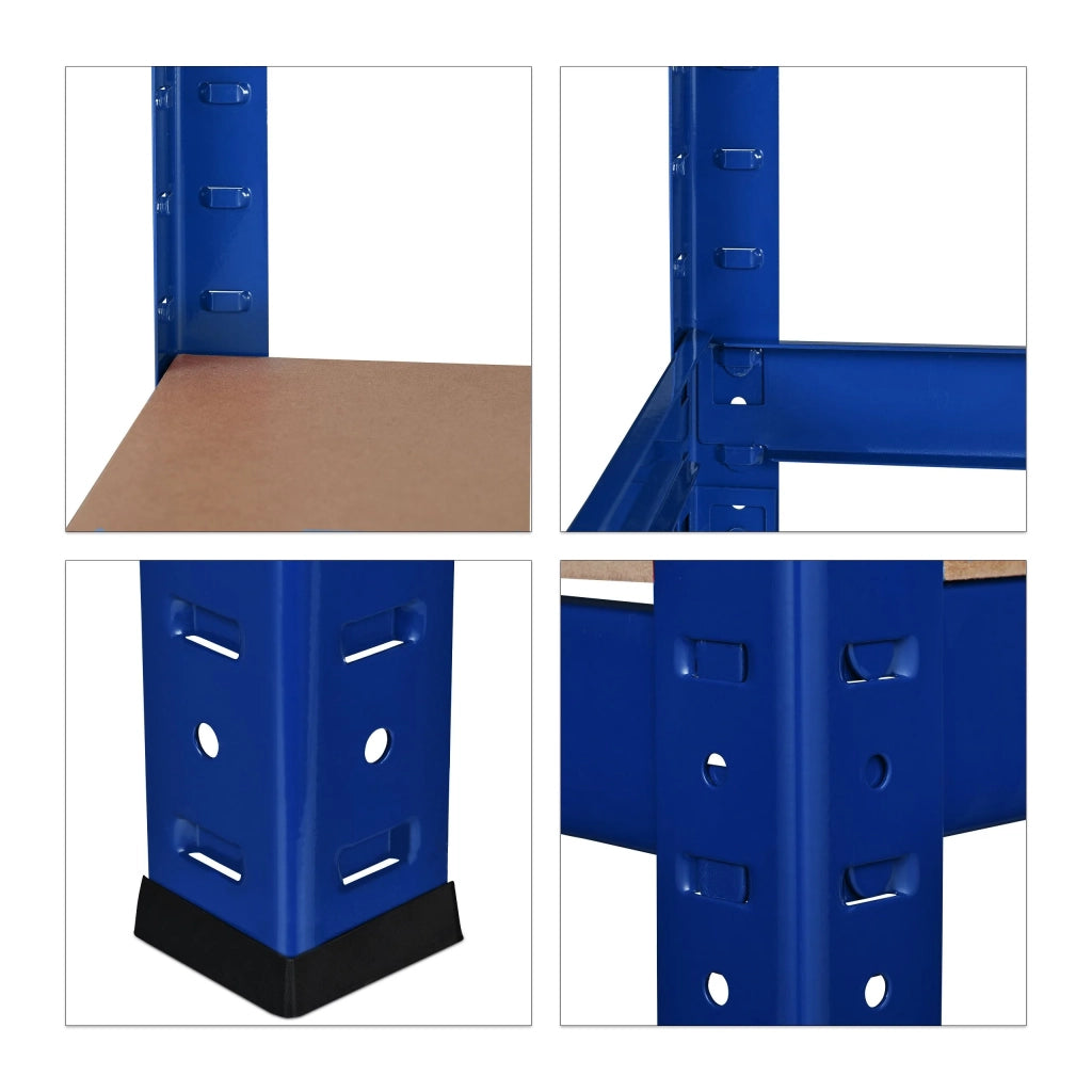 Scaffalatura per carichi pesanti con vano portaoggetti a clip per cantina o garage 180 cm acciaio blu 13_0001058