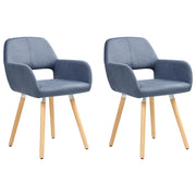 Set di 2 sedie da pranzo rivestimento in tessuto blu gambe in legno chiaro stile moderno eclettico