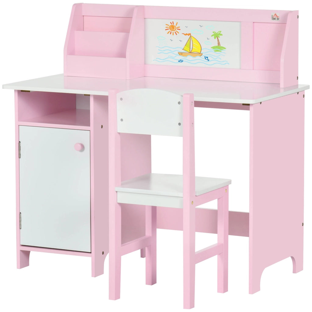 Tavolo e sedie per bambini con lavagna ¨C zephmum ¨C 90x45x85 cm rosa