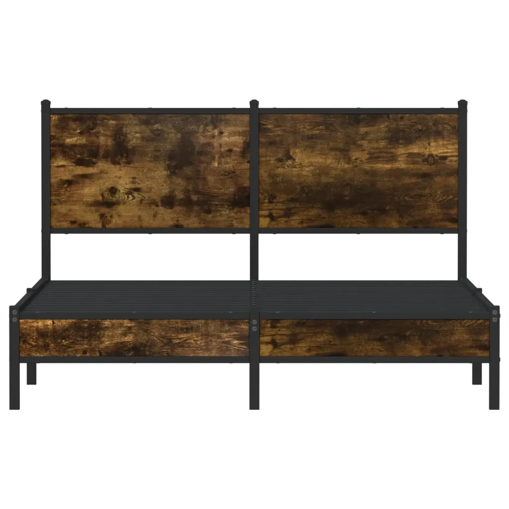 vidaXL Giroletto senza Materaso in Metallo Rovere Fumo 140x190 cm