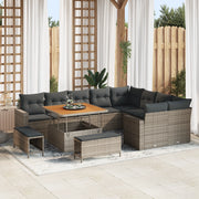 Set di SofÃ  da Giardino da 12 Pezzi con Cuscini Grigi Polyrattan Acacia