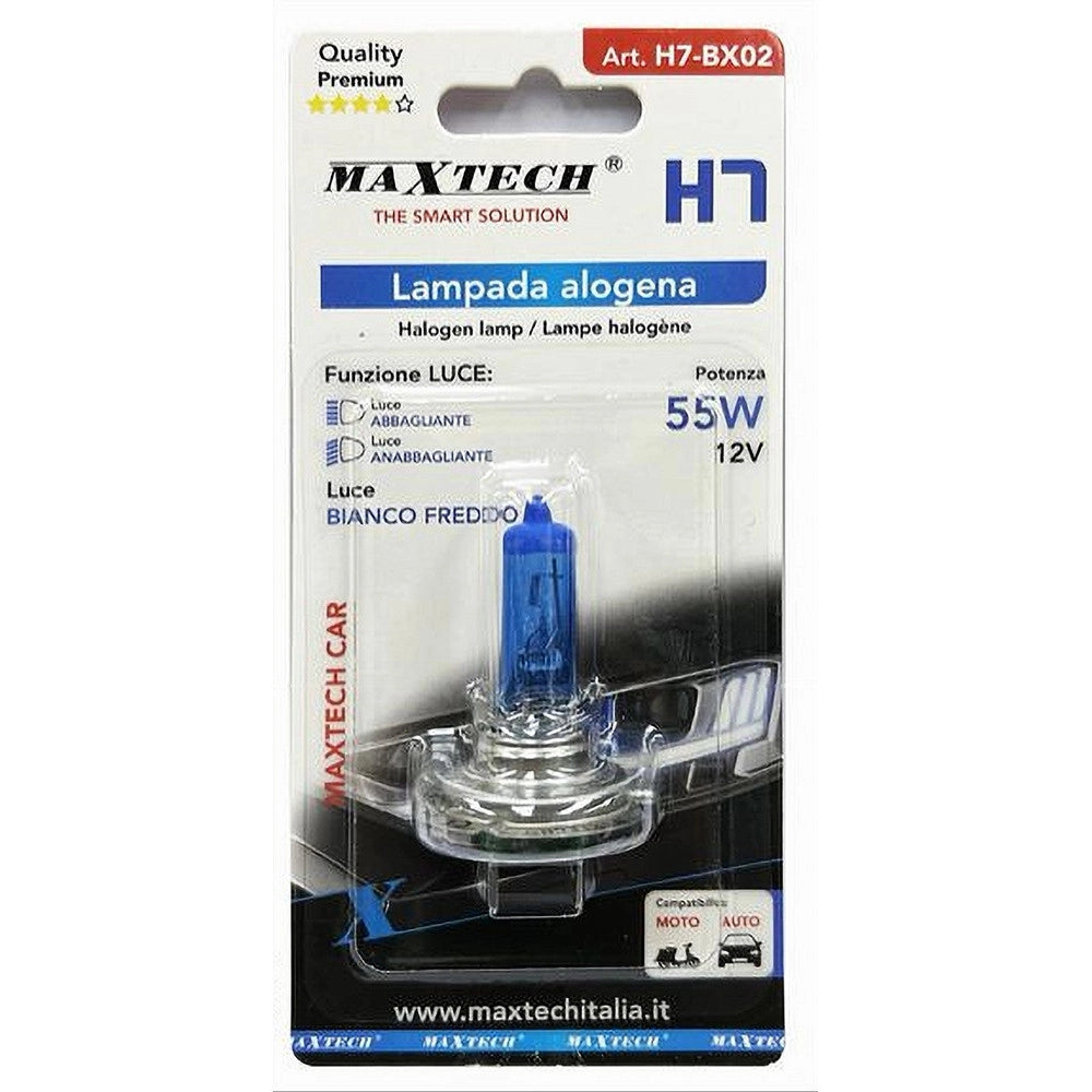 Trade Shop - Lampada H7 Per Moto Auto Lampadina Alogena 55 W 12 V Luce Bianco Freddo H7-bx02 -