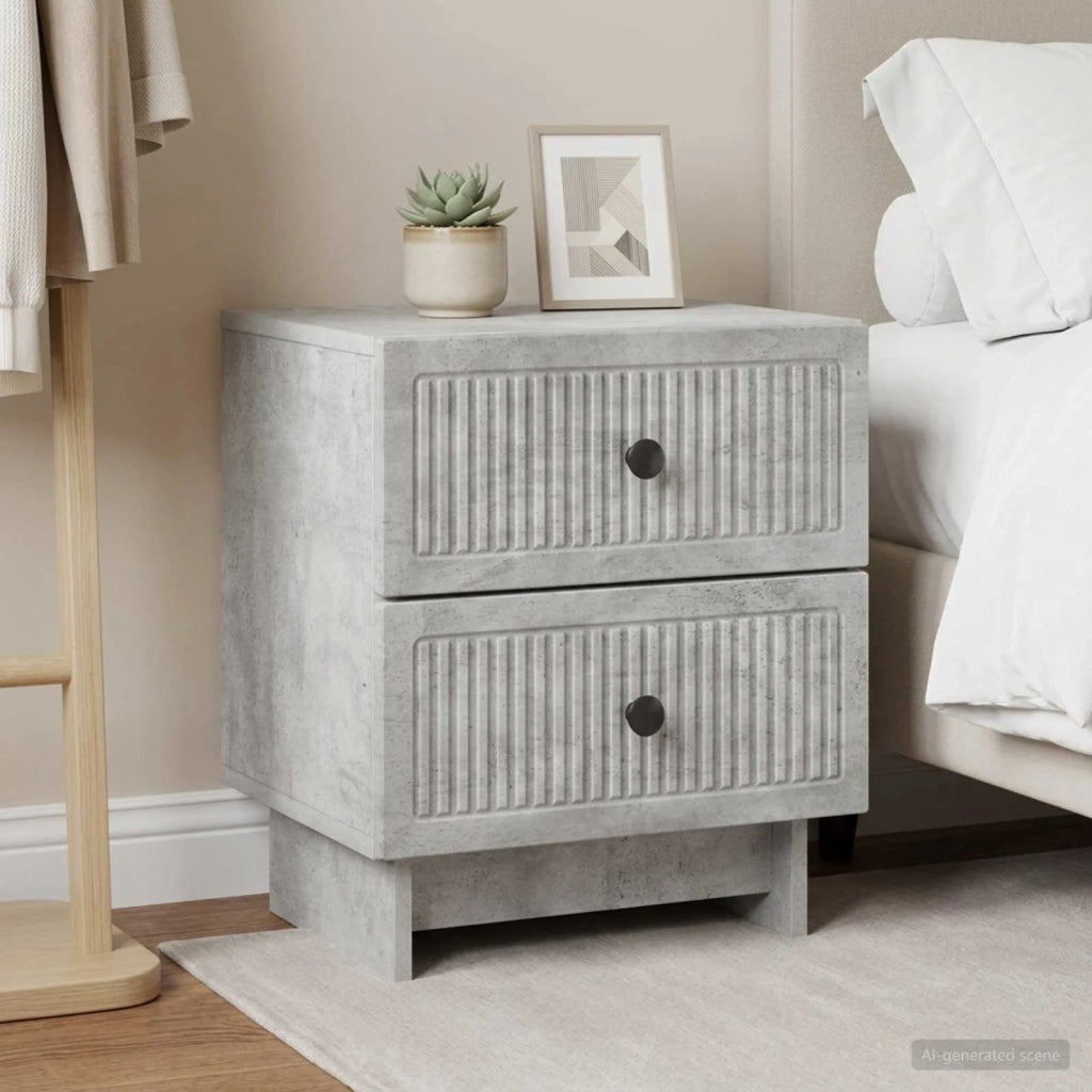 Armadio da Notte 2 pcs Grigio Cemento 43 x 34,5 x 47,5 cm 893842