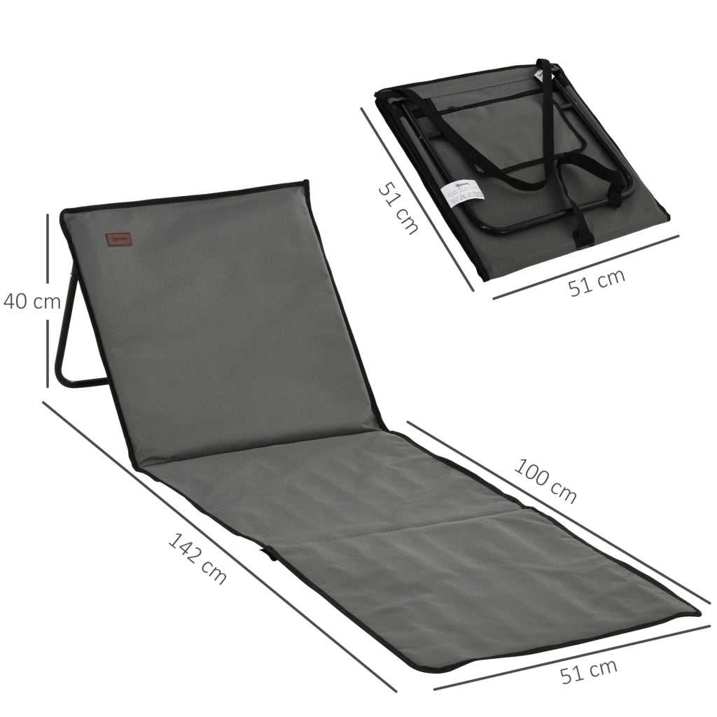 Set 2 Sdraio da Spiaggia Pieghevoli e Regolabili con Tasca, in Acciaio e Poliestere, 142x51x40 cm, Grigio