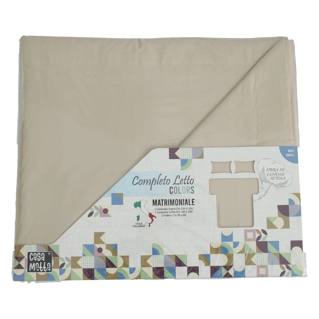 Sapatalo, set Completo Letto Singolo in Policotone, Bianco Ecrù
