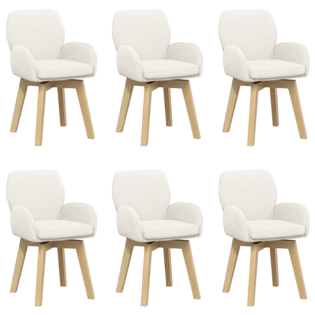 Sedie da pranzo girevoli 6 pz Bouclé Crema 54 x 58 x 87 cm 3428290