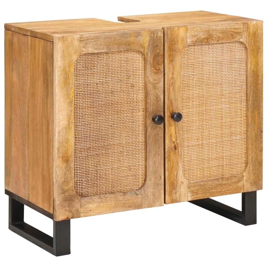 Set da Bagno con porta 2 pcs Marrone Legno di mango massello