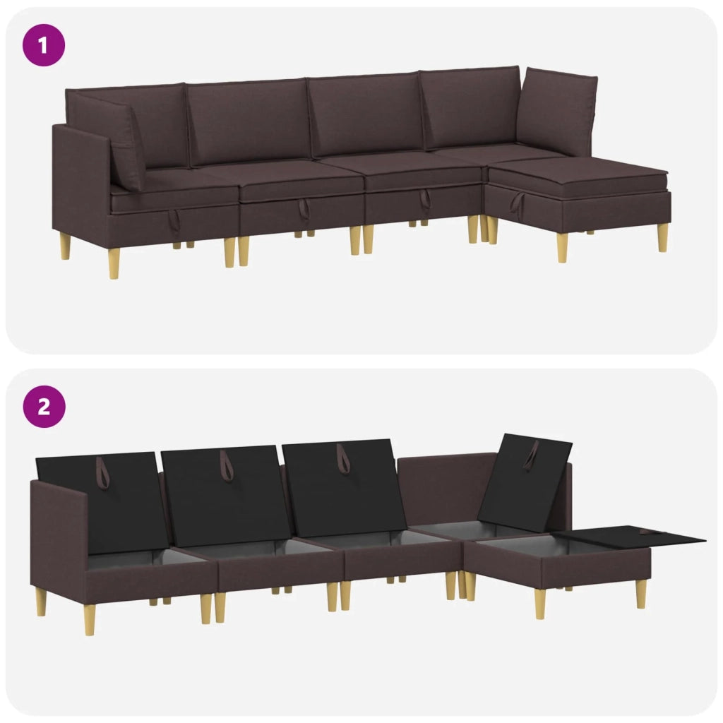 Set di divani modulari con spazio di archiviazione 5 pcs