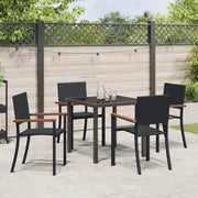 Set da Pranzo da Giardino 5 Pezzi Nero Polyrattan