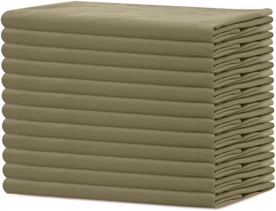 Set di tovaglioli in cotone naturale da 12 pezzi in stile khaki