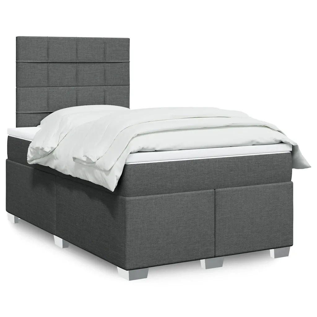 Giroletto a Molle con Materasso Grigio Scuro 120x200 cm Tessuto