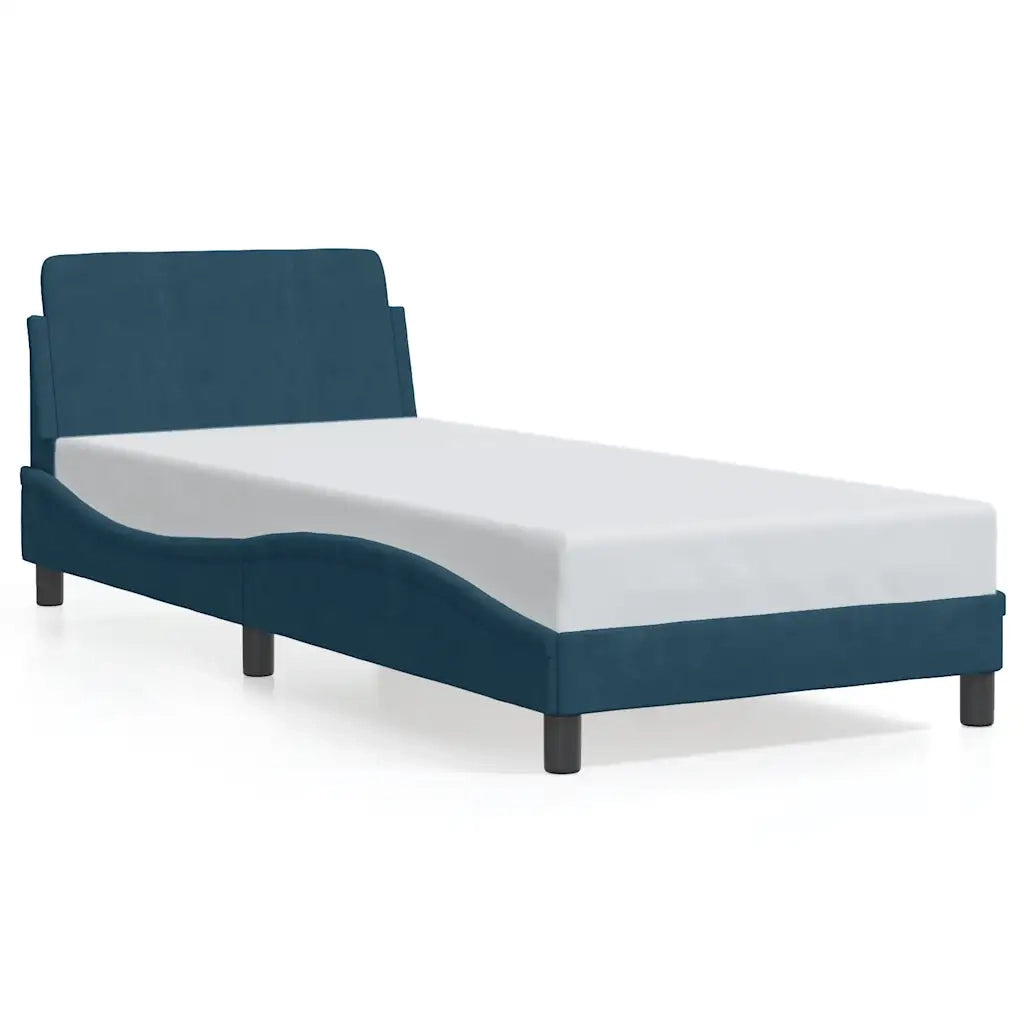 Giroletto con Testiera Dover Blu 90x190 cm in Velluto 373096