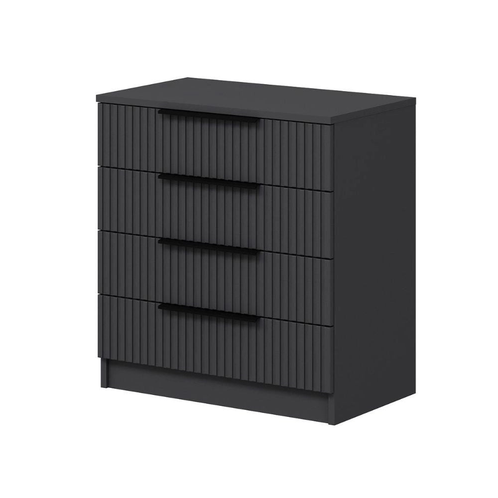 Cassettiera 4 cassetti Kale antracite effetto cannettato 72x42x77H
