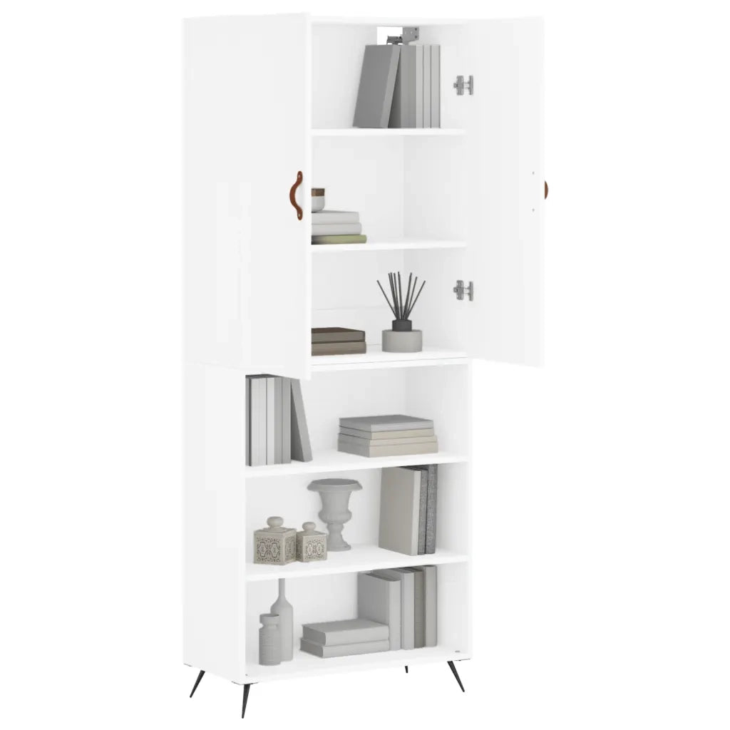Credenza-Buffet-Armadio da cucina Bianca 69,5x34x180 cm in Legno Multistrato 459727
