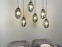 Lampadario Emibig Astral 6 luci E14 vetro grafite cromo