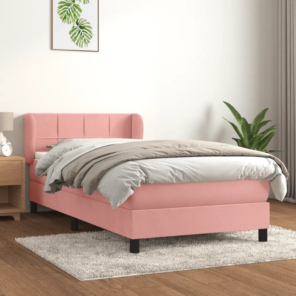 Giroletto a Molle con Materasso-Struttura Letto Rosa 80x200 cm in Velluto 604805