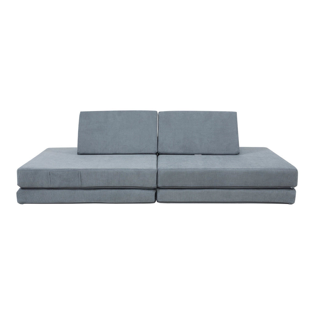 Divano Componibile per Bambini Norhulta Set Modulare Imbottito 150x66x46 cm Velluto a Coste Grigio [en.casa]
