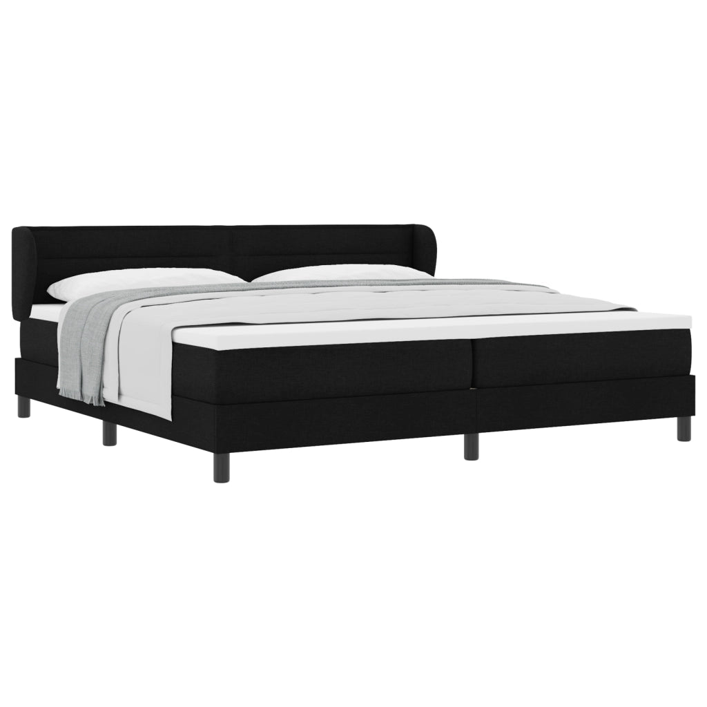 Box Spring Letto con Materasso Nero 200x200 cm Tessuto
