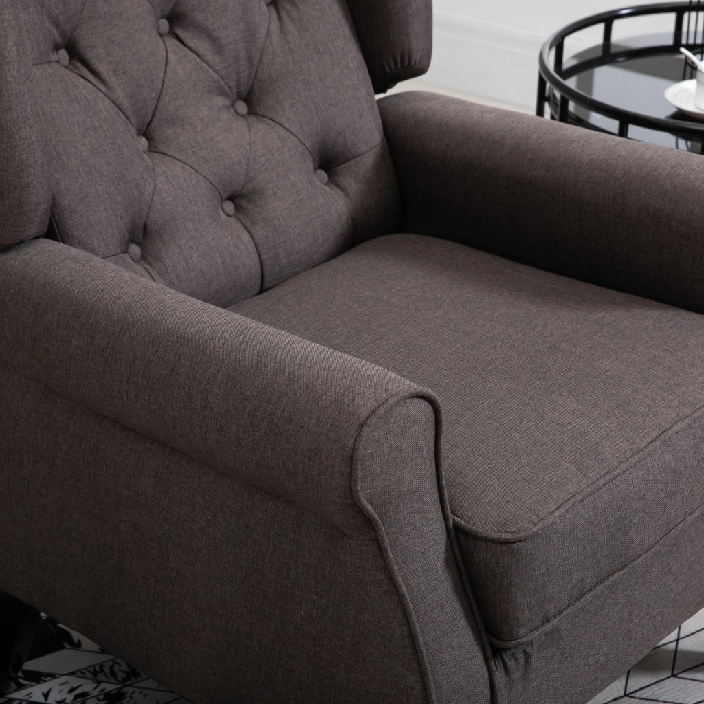 Poltrona per Salotto in Stile Francese con Seduta Imbottita e Cuscini 74x86x102 cm in Poliestere Marrone