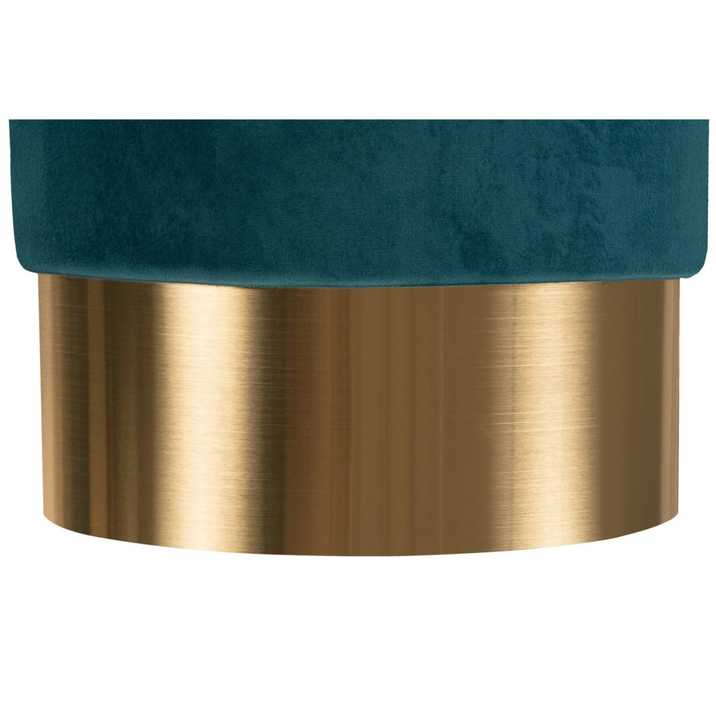 Pouf contenitore Nano in velluto verde petrolio e base oro