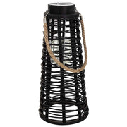 Lanterna portacandela in rattan nero d20x44h