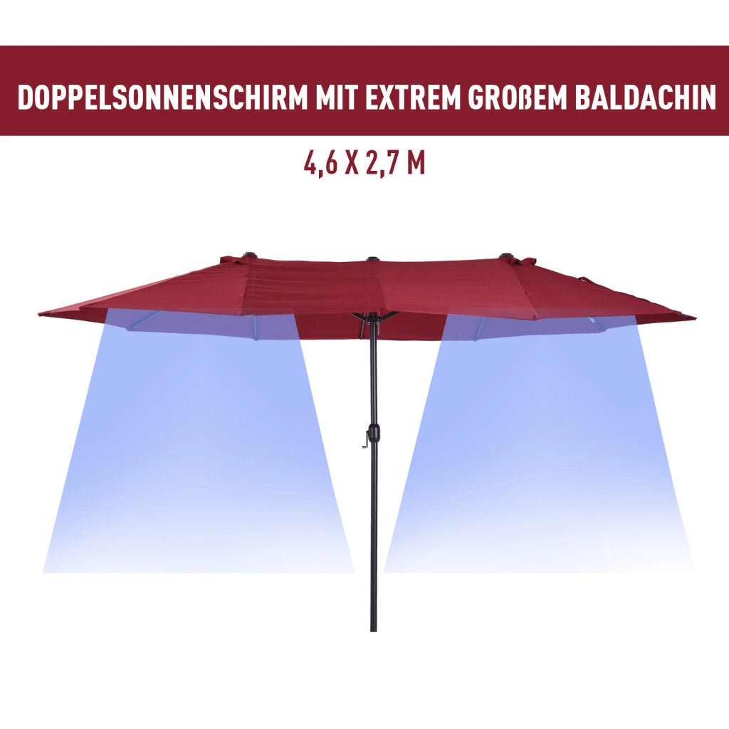 Ombrellone da balcone con manovella ¨C zephmum ¨C 455x265 cm, rosso bordeaux