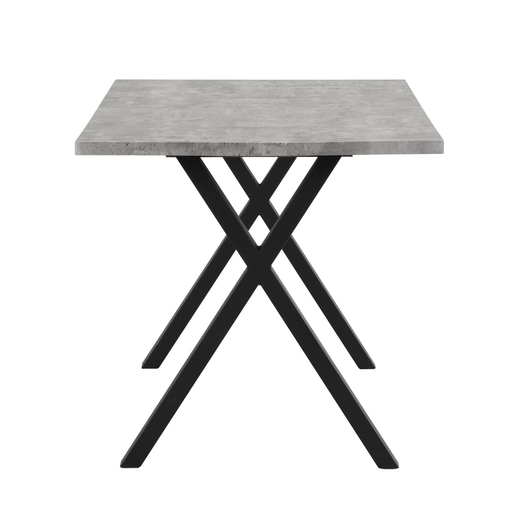 Tavolo moderno in MDF e metallo grigio e nero con gambe incrociate