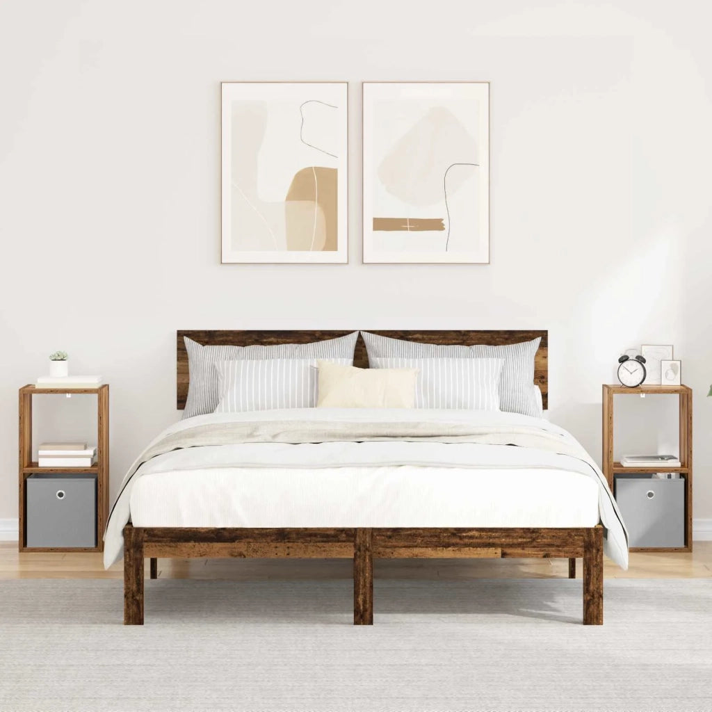 Comodino con cassetto 2 pcs Legno vecchio 30,5 x 27 x 59,5 cm 8000625