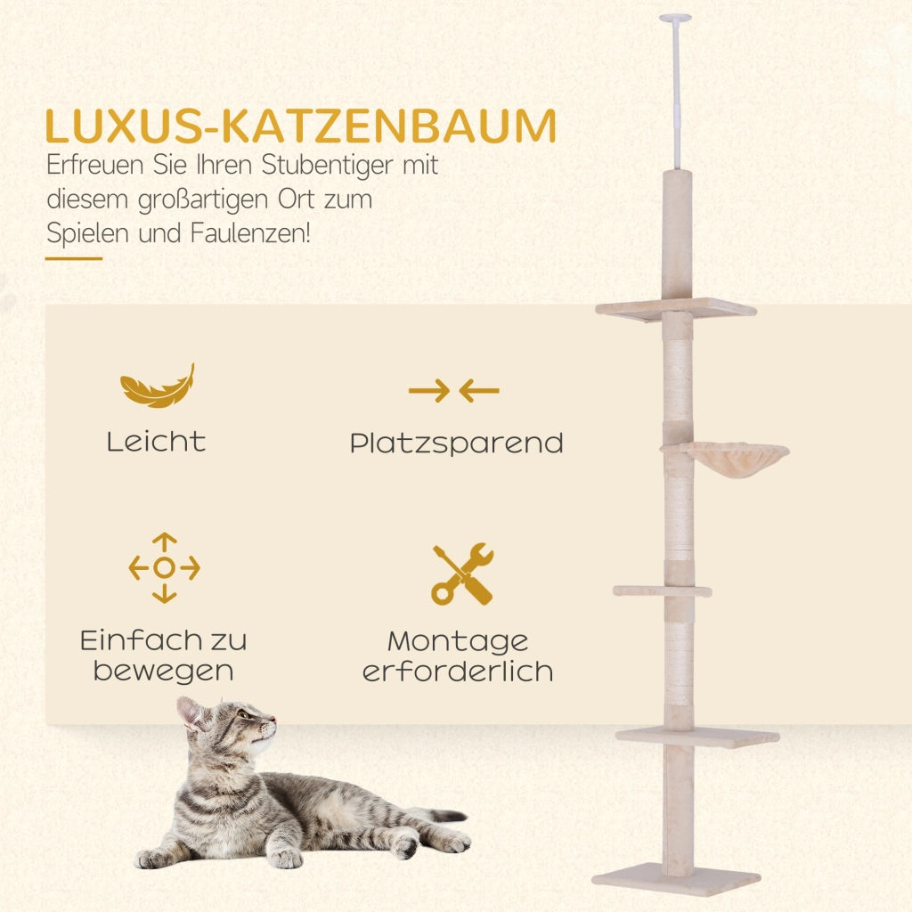 Albero tiragraffi per gatti con piattaforme ¨C zephmum ¨C 230-260 cm beige