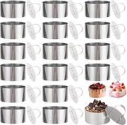 16 set di anelli per dessert e alimentari, 8 cm acciaio inossidabile, anelli per dessert, set di anelli con pulsante, anelli per carne, piccolo anello per casseruola, anelli alimentari rotondi, anelli per carne, anelli per dessert
